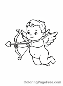 Valentines Day coloring page - Cupid shooting arrow