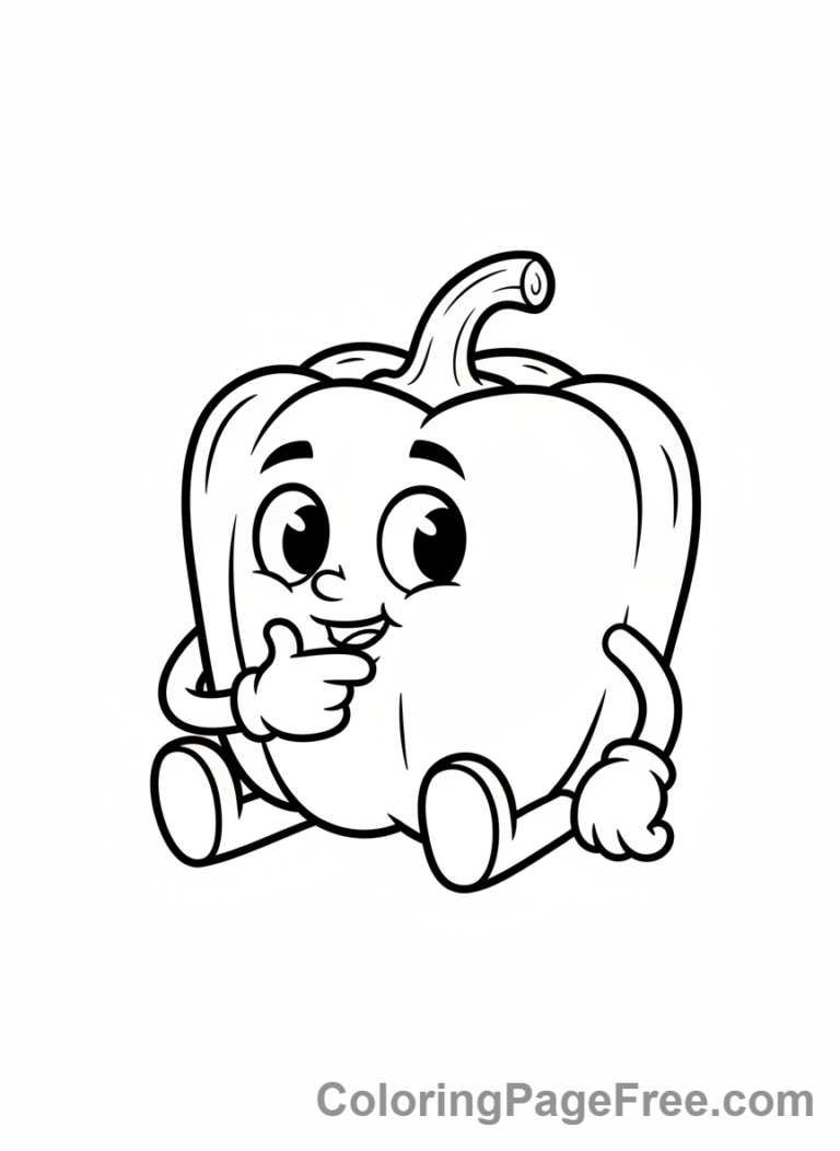 Vegetables coloring page - Bell pepper thinking