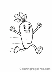 Vegetables coloring page - Carrot running happily