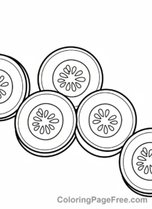 Vegetables coloring page - Cucumber slice patterns