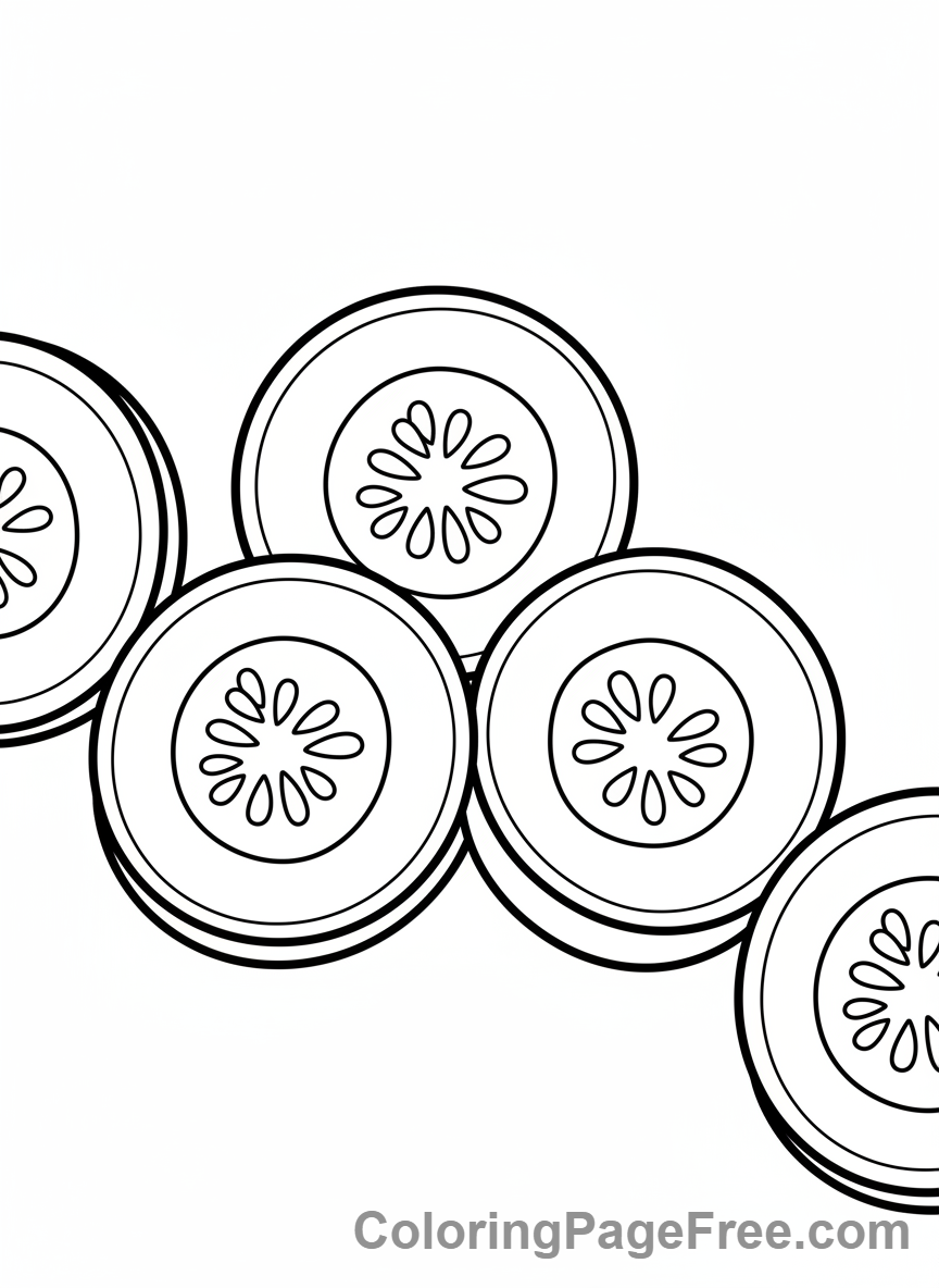 Vegetables coloring page - Cucumber slice patterns