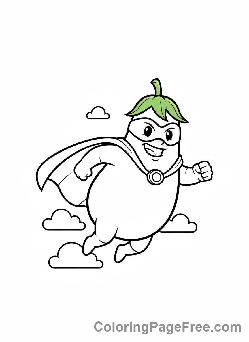 Vegetables coloring page - Eggplant flying cape