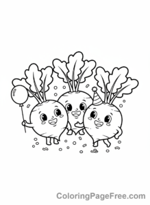 Vegetables coloring page - Radish party group