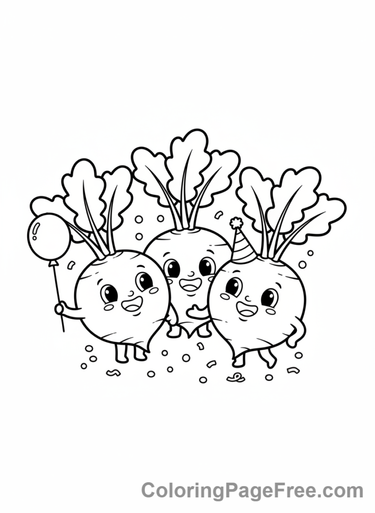 Vegetables coloring page - Radish party group
