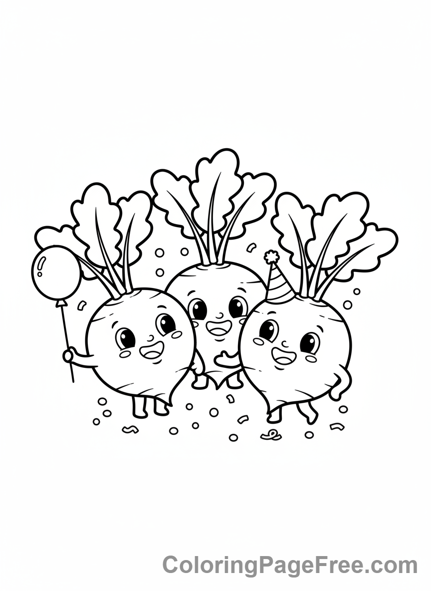 Vegetables coloring page - Radish party group