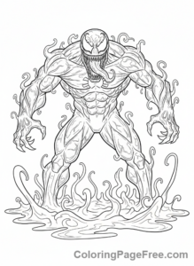 Venom coloring page - Venom emerging goo