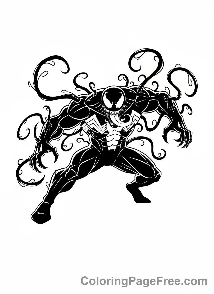 Venom coloring page - Venom with tendrils