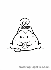 Volcano coloring page - Baby volcano playing
