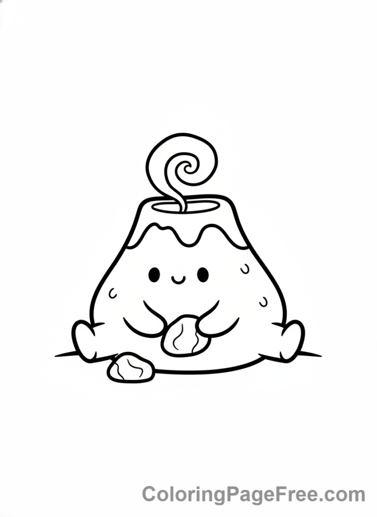 Volcano coloring page - Baby volcano playing