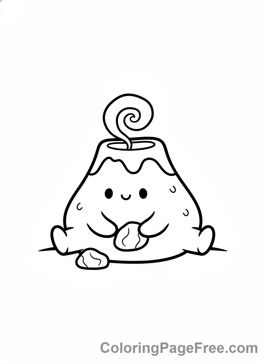 Volcano coloring page - Baby volcano playing