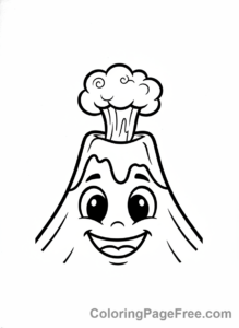 Volcano coloring page - Happy volcano face