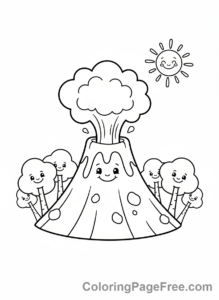 Volcano coloring page - Volcano erupting smoke
