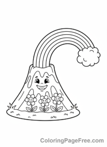 Volcano coloring page - Volcano rainbow arch