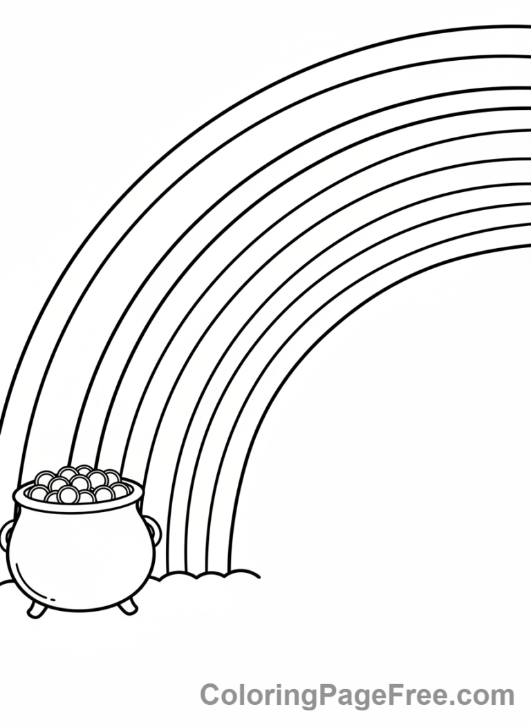 Weather coloring page - Bright rainbow pot