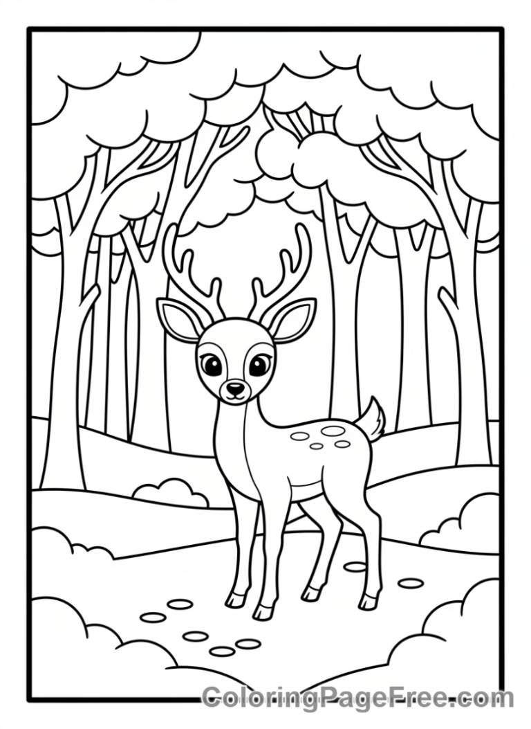 Weather coloring page - Deer snowy forest