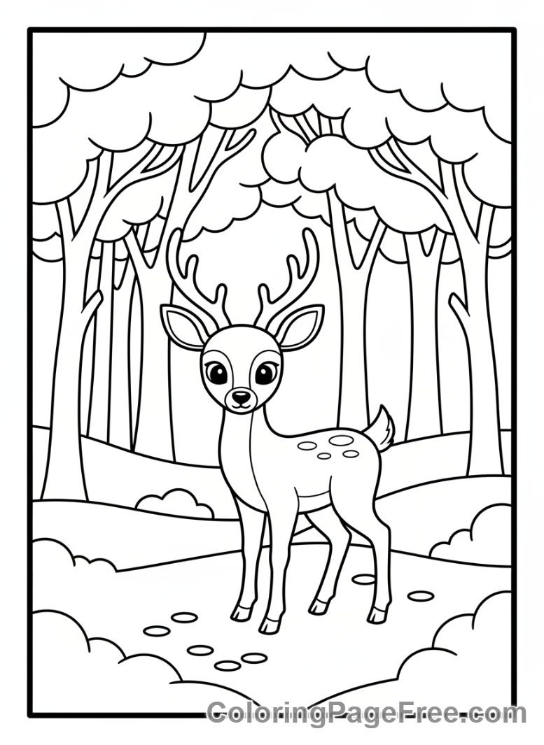 Weather coloring page - Deer snowy forest