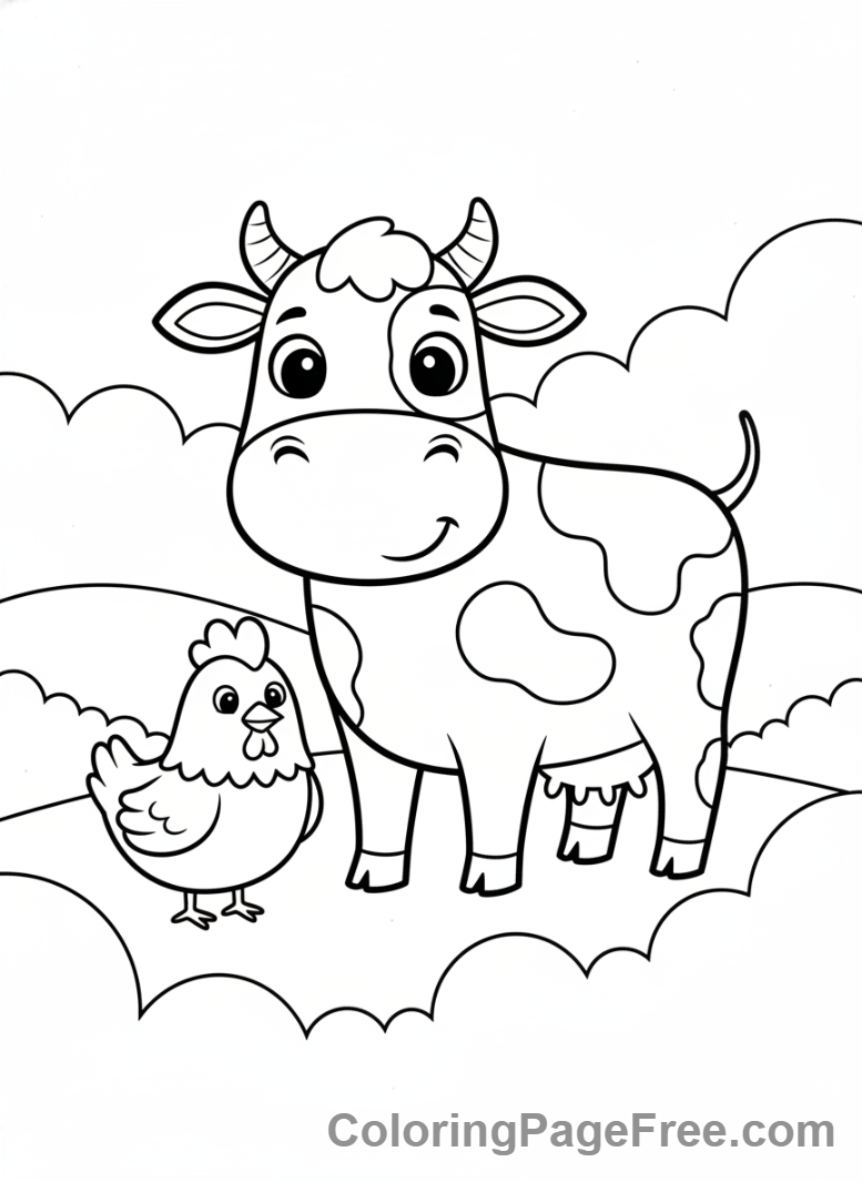 Weather coloring page - Farm animals foggy