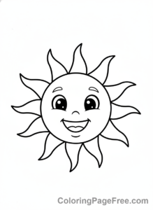 Weather coloring page - Happy sun radiating