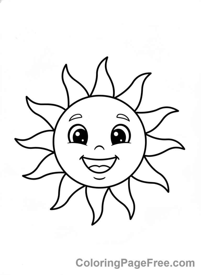 Weather coloring page - Happy sun radiating
