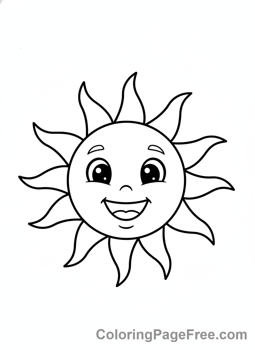 Weather coloring page - Happy sun radiating