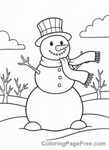 Weather coloring page - Smiling snowman friends