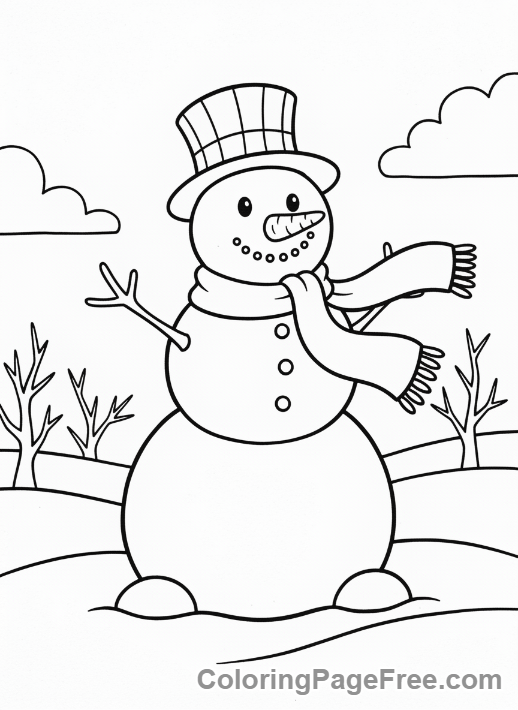 Weather coloring page - Smiling snowman friends