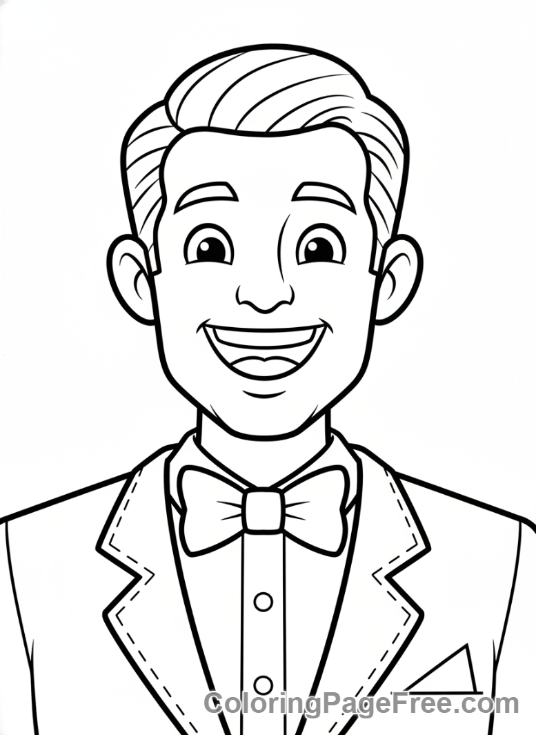 Wedding coloring page - Groom happy portrait