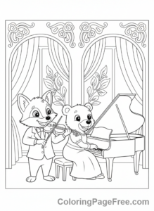 Wedding coloring page - Musicians playing instruments