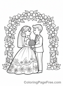 Wedding coloring page - Under wedding arch