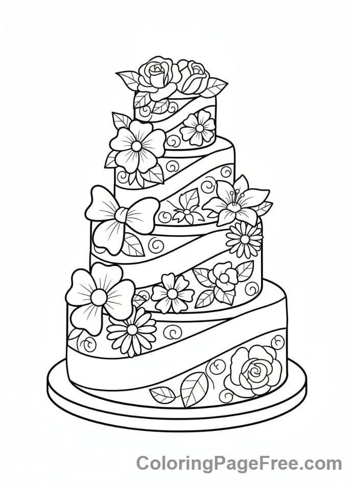 Wedding coloring page - Wedding cake tiers
