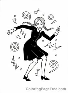 Wednesday coloring page - Wednesday dancing rave