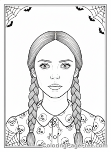 Wednesday coloring page - Wednesday face close-up