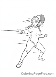 Wednesday coloring page - Wednesday fencing action