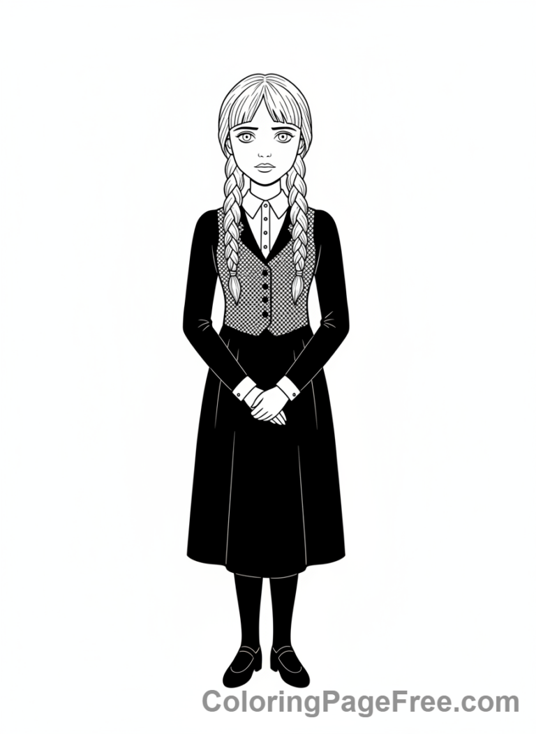 Wednesday coloring page - Wednesday full body