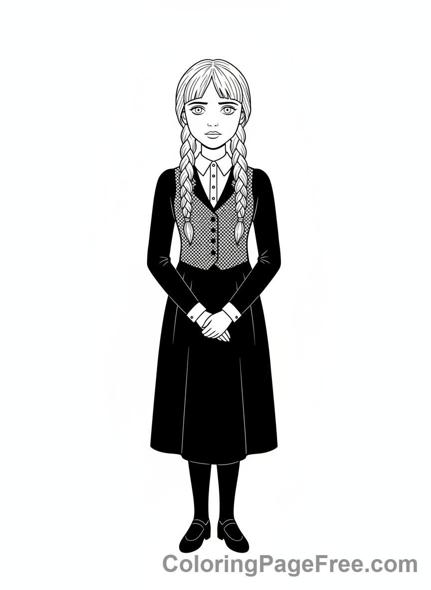 Wednesday coloring page - Wednesday full body