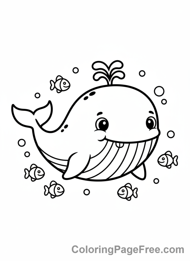 Adorable cartoon whale illustration