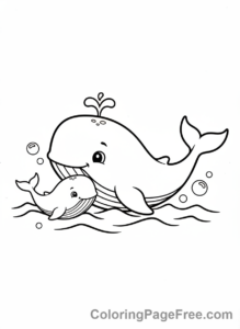 Whale coloring page - Mother baby whale