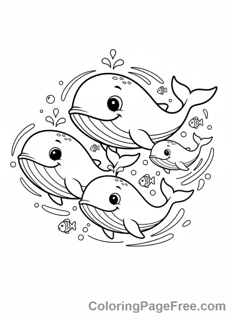 Three whales swimming together pattern