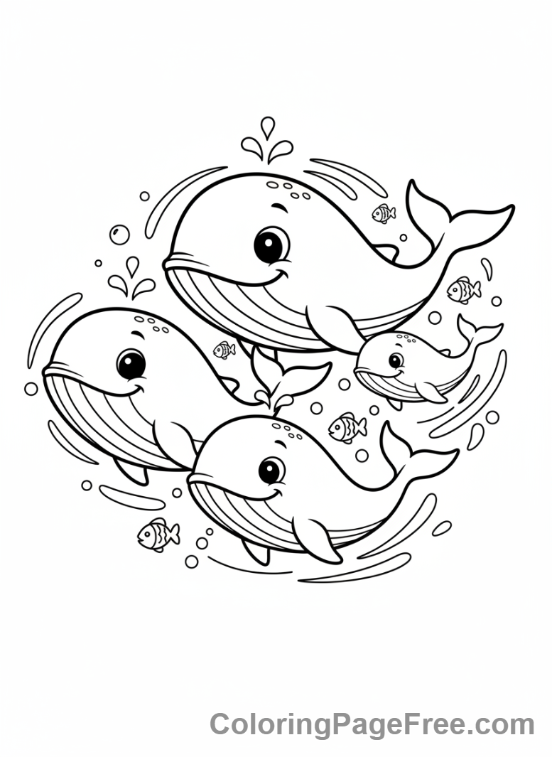 Whale coloring page - Three whales swimming