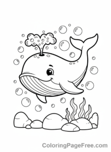 Whale coloring page - Whale diving deep