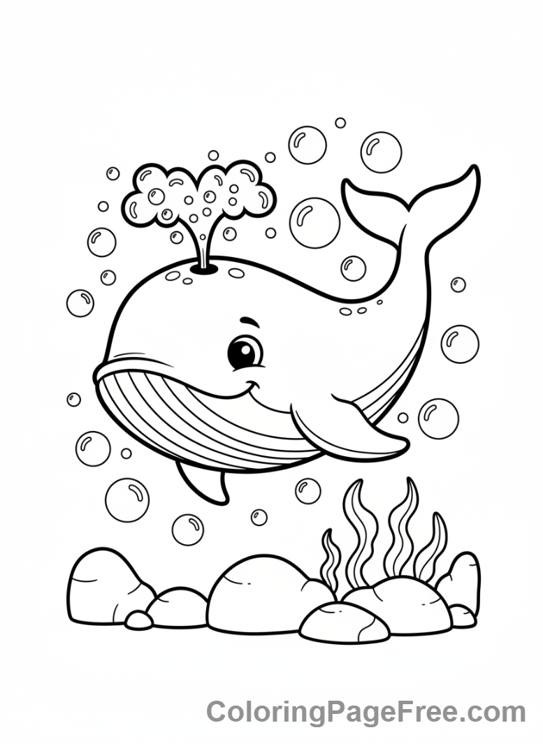 Whale coloring page - Whale diving deep