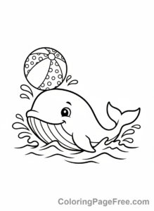 Whale coloring page - Whale playing ball