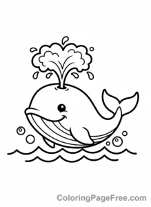 Whale coloring page - Whale spouting water
