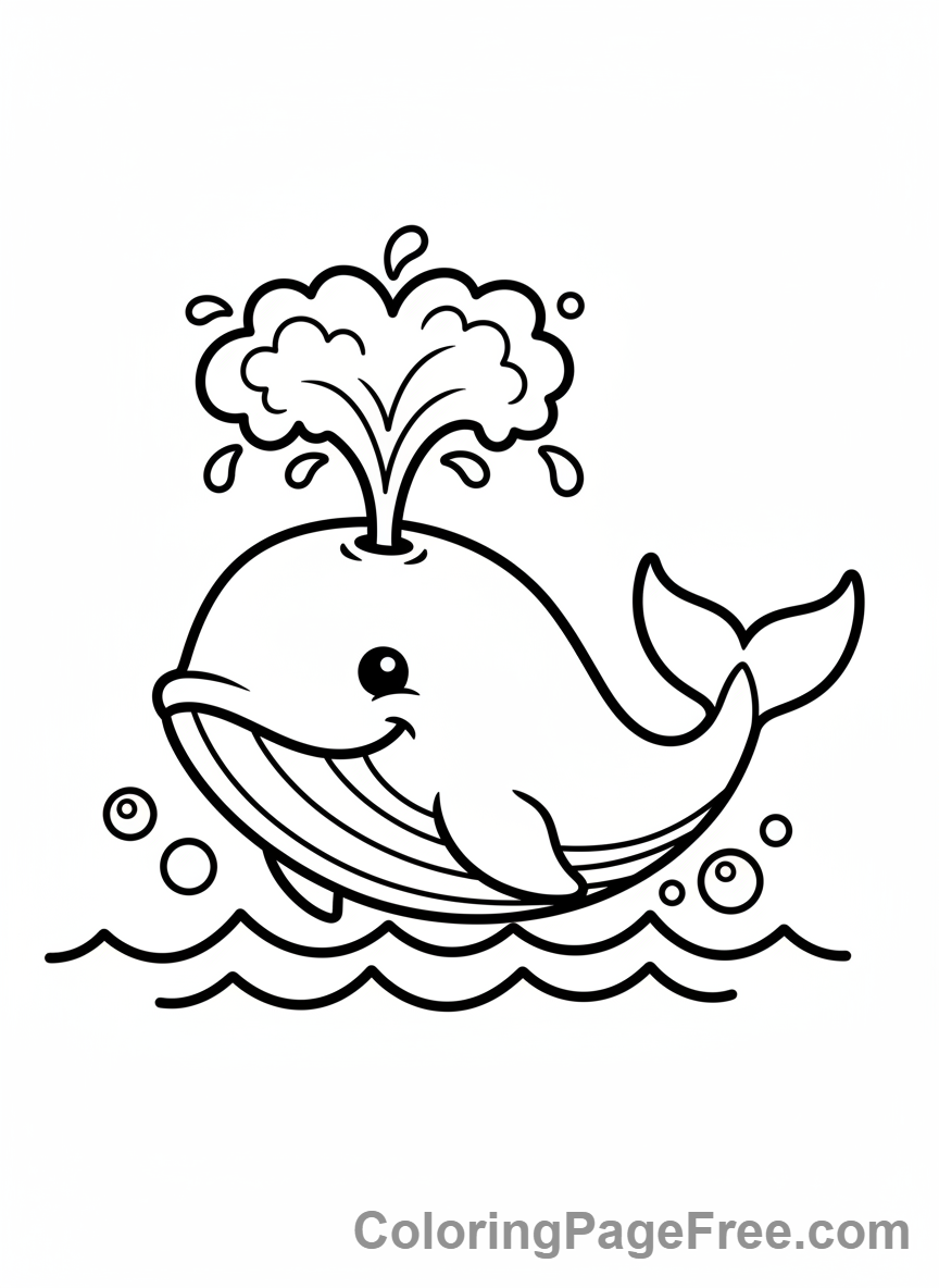 Whale coloring page - Whale spouting water