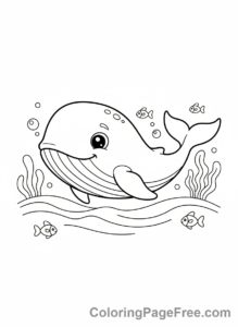 Whale coloring page - Whale swimming calmly
