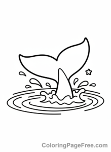 Whale coloring page - Whale tail diving