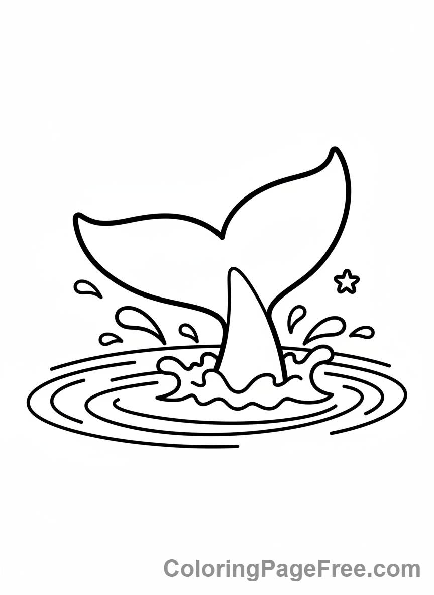 Whale coloring page - Whale tail diving