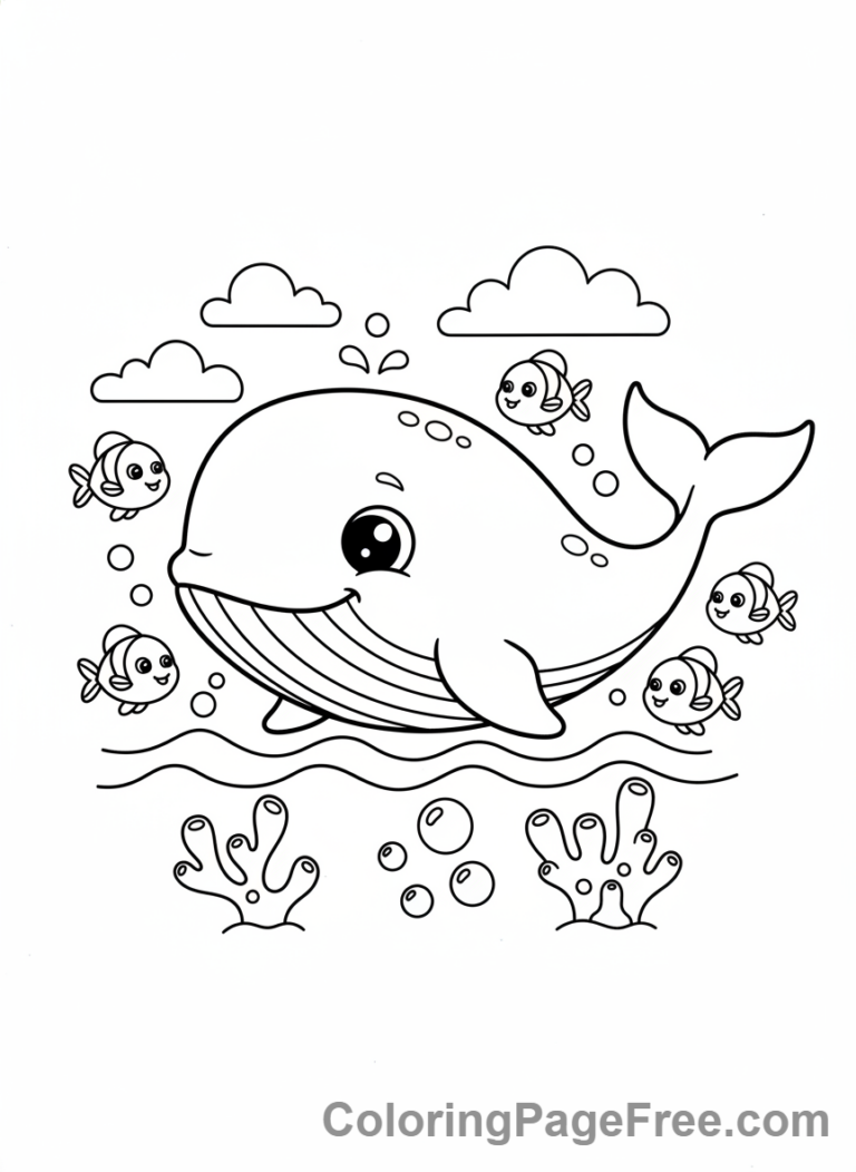 Whale swimming with fish friends