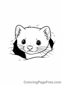 Winter Animals coloring page - Ermine peeking snow