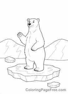 Winter Animals coloring page - Polar bear standing ice